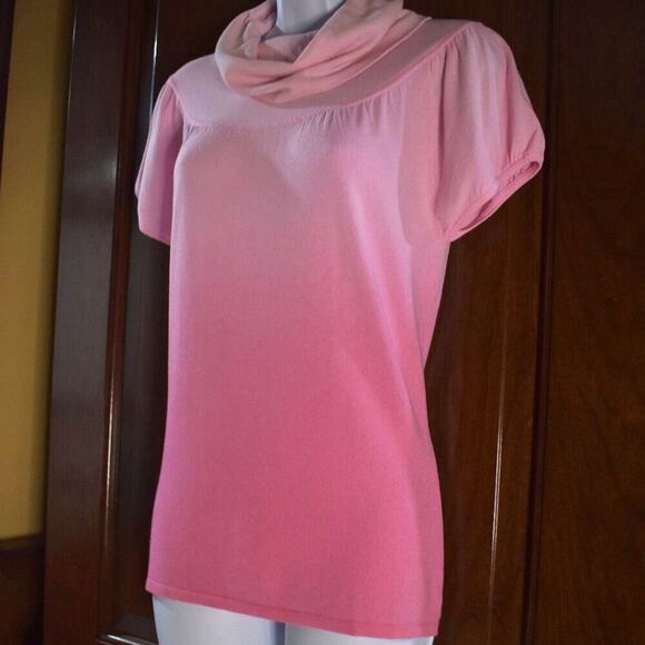 INC International Concepts Pink Ombre Cowl High Neck Sweater Blouse Size Large - Picture 8 of 15